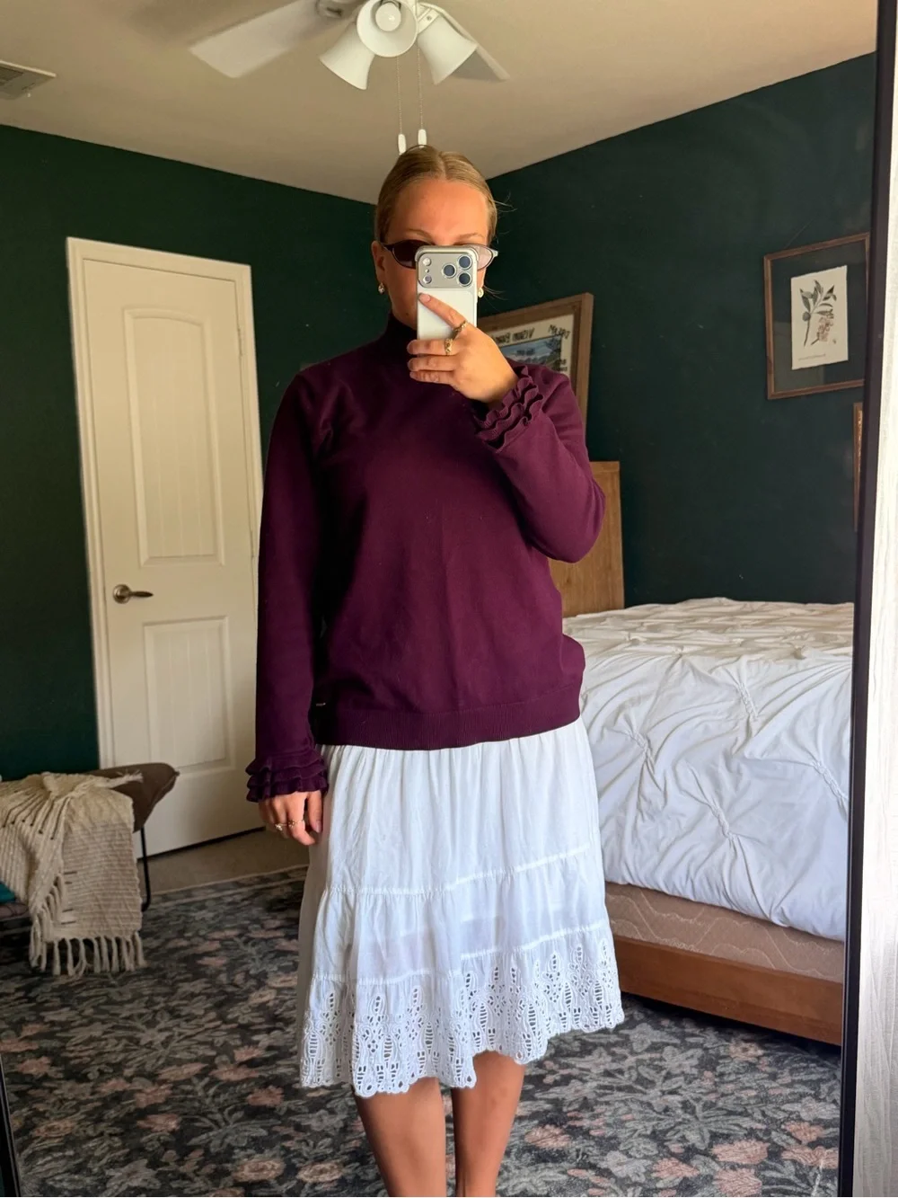 Plum Ruffle Cuff Sweatshirt - Picture 1 of 5